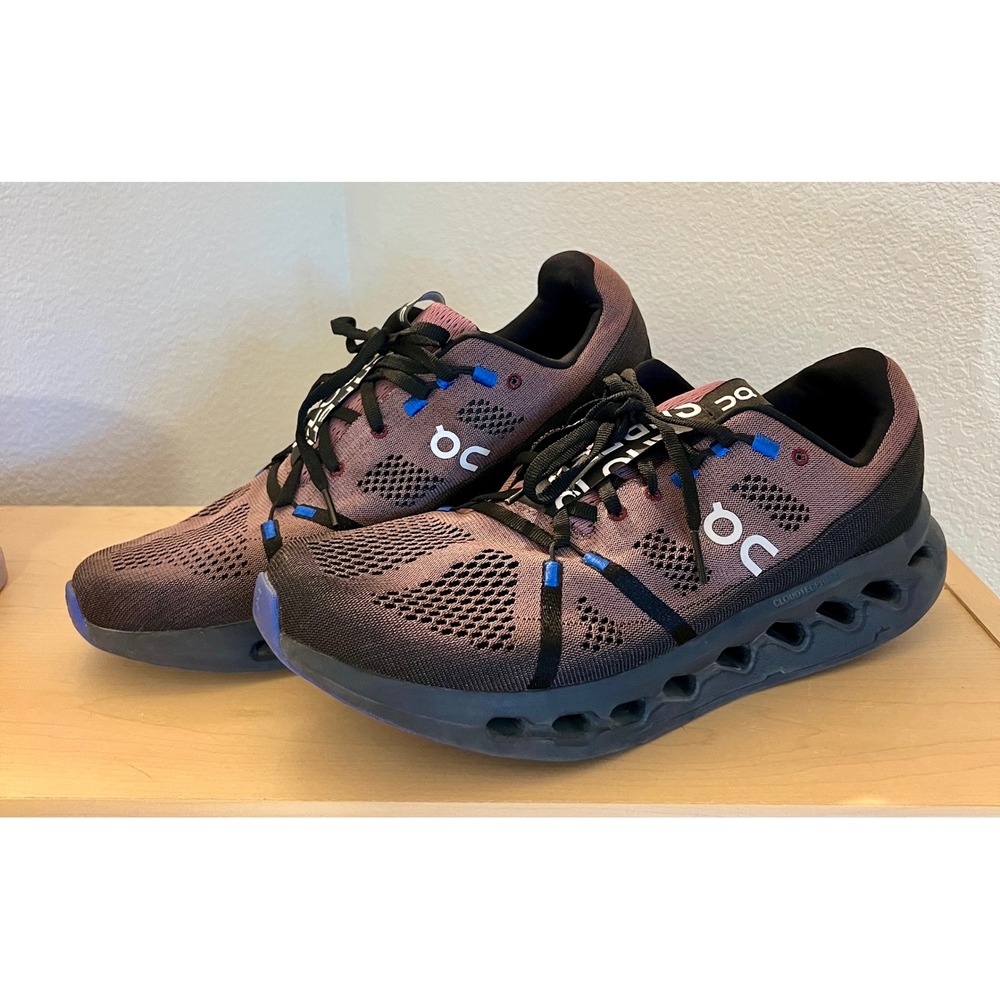 On Cloudsurfer Running Shoes Men's Size 12 Swiss Athletic Sneakers Black Purple